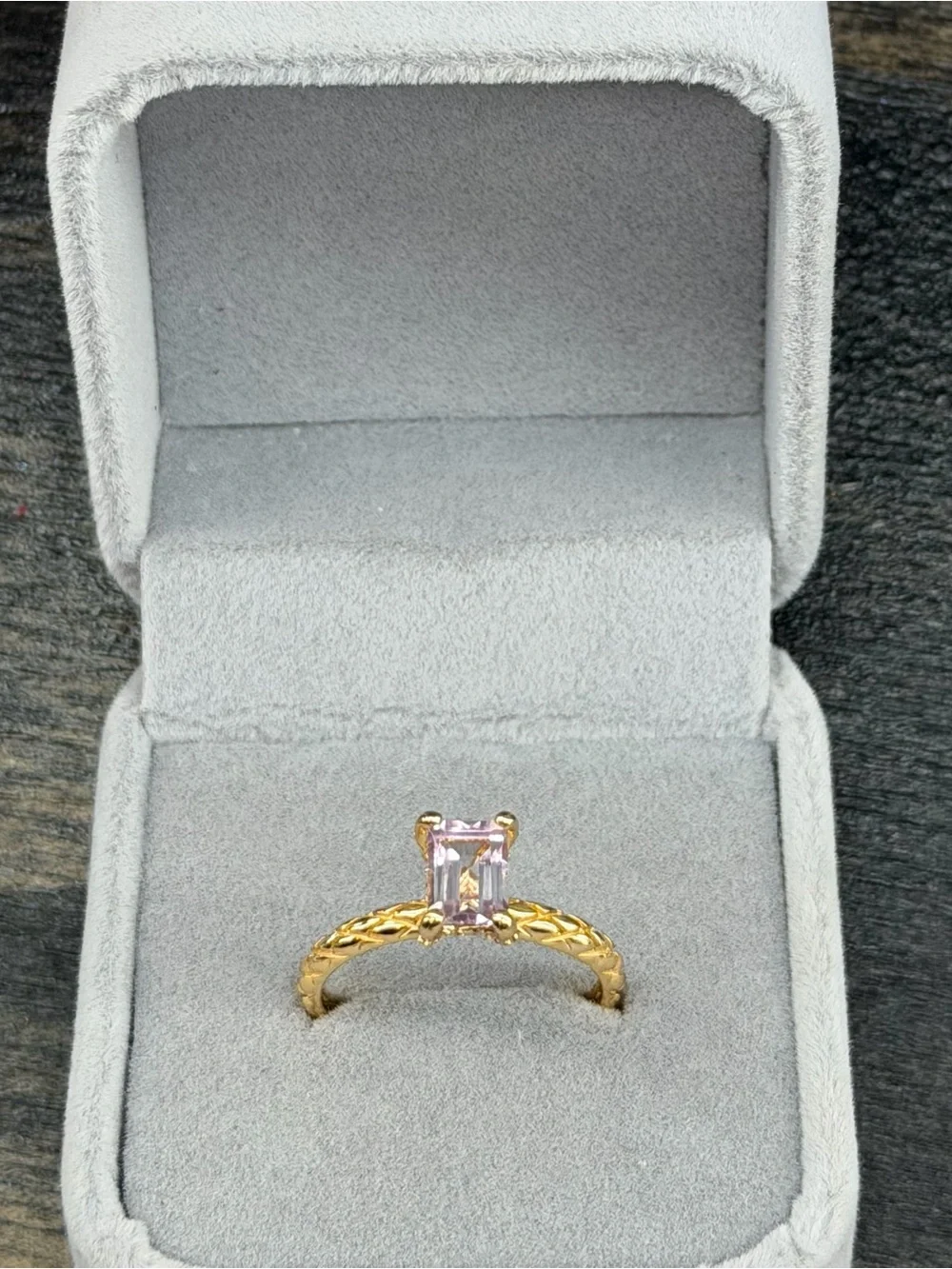 Stunning Hidden Halo Natural 1CT Pink Topaz Ring 18K Yellow Gold Plated Size 8